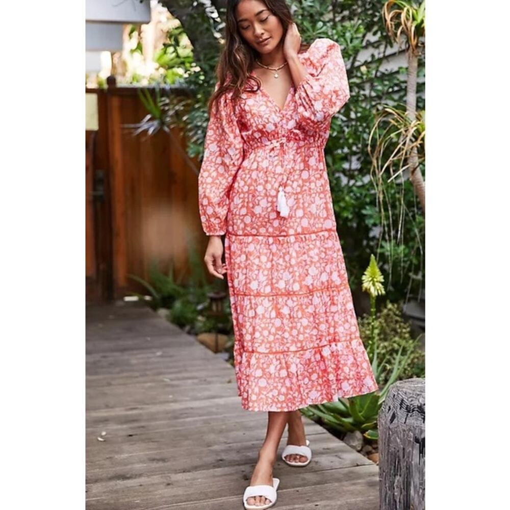 Mer St. Barth Odette Floral Print Cotton Midi Dress